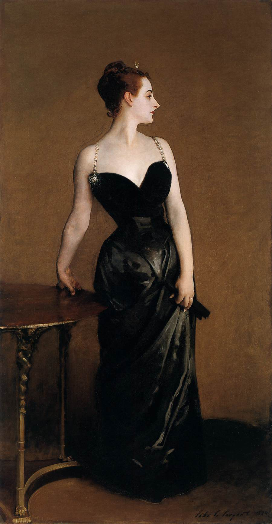 Sargent's portrait
                          of Madame X, for L. Abel's critical Aesthetic
                          Realism art essay Realism Essay on Assertion
                          and Retreat in Woman
